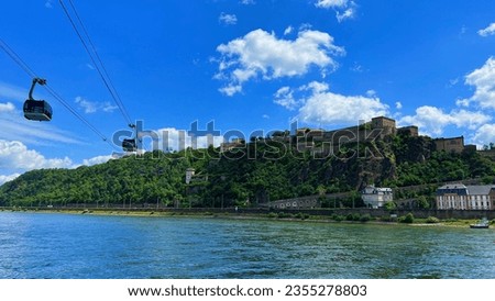 A cable car
 leading to an old castle in Koblenz, Germany