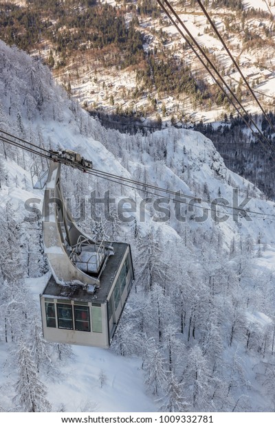 Cable car lift near Vogel ski center in Julia\
Alps, Slovenia