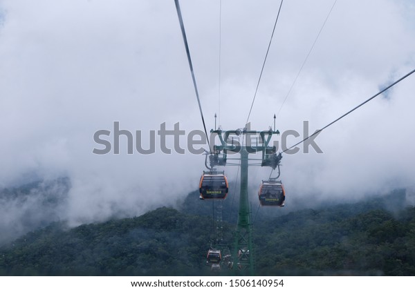 Cable car on the mountain sun world bana\
hills, da nang vietnam on September\
2019