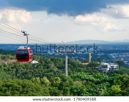 Cable car on the mountain with view of the city, Hatyai ,Thailand.