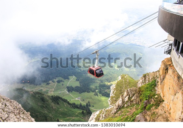Cable car at the\
Pilatus, Switzerland.