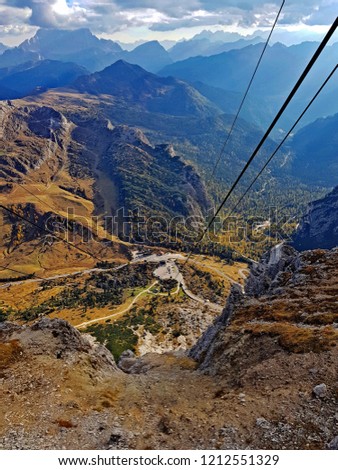 Cable car rope, Lagazuoi, Italy