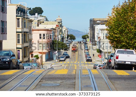 Cable car in San Francisco, California, USA