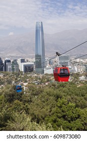 Cable Car In Santiago Of Chile. Cerro San Cristobal