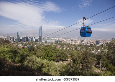 Cable Car In Santiago Of Chile. Cerro San Cristobal