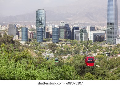 Cable Car In Santiago Of Chile. Cerro San Cristobal