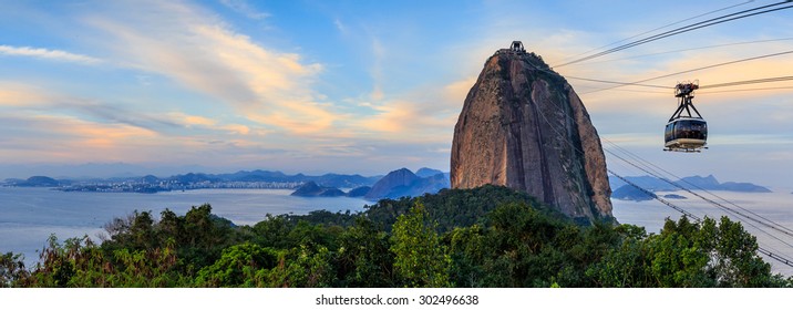 Cable Car And  Sugar Loaf Mountain In Rio De Janeiro