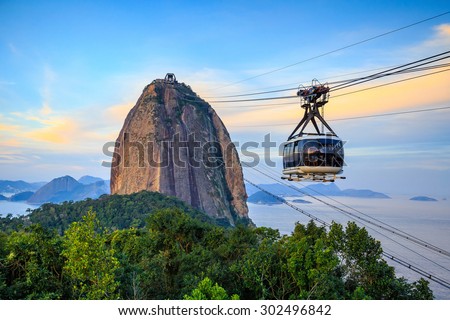 Cable car and  Sugar Loaf mountain in Rio de Janeiro