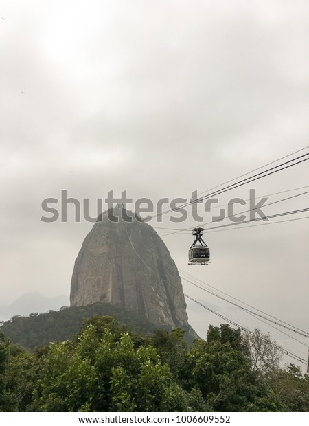 Cable Car to Sugar Loaf Mountain. View from Urca\
Hill in Rio de Janeiro,\
Brazil.