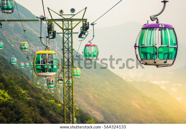 Cable Car way to mountains , table\
mountain cable way in cape town , Cable Car moving down\
