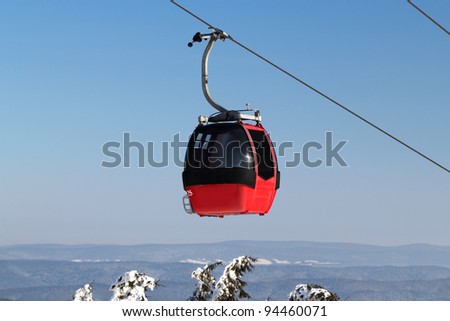 Cable Car in Winter. Beskids, Poland.