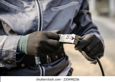 Cable Guy Holding Optical Cable