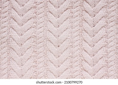 Cable Knit Stitch Pattern, Dust Pink Color, Soft Wool Knitted Clothes Texture