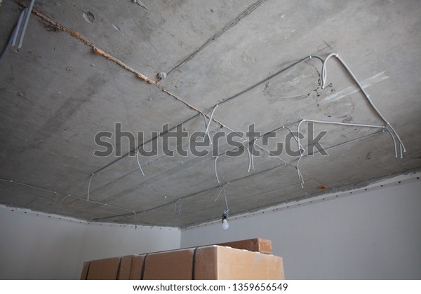 Cable Laying Ceiling Electrical Wires On Stock Photo Edit