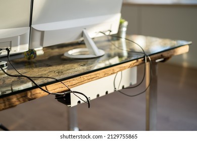 Cable Manager At Office Desk. Manager Organizer - Powered by Shutterstock