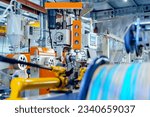 Cable production in process. Cable factory close up
