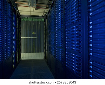 Cable racks at grid computing center.