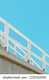 Cable Railing With Wood White Frame. Minimal Aesthetic.