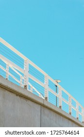 Cable Railing With Wood White Frame. Minimal Aesthetic.