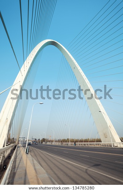 cable stayed bridge main\
tower closeup