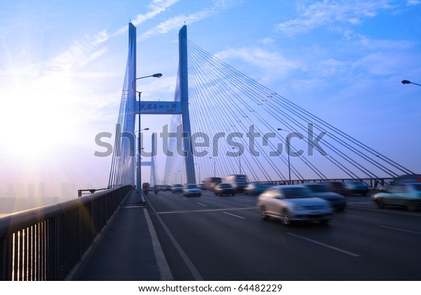 cable stayed bridge in\
wuhan ,China