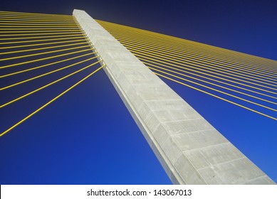 Cable Tower Of The Tampa Sunshine Skyway Bridge At Tampa Bay, Florida