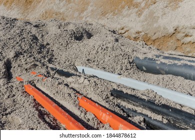 Cable trench with fiber optic cable