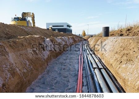 Cable trench in the new industry area