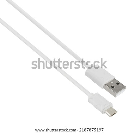 cable with USB and micro USB connector, isolated on white background