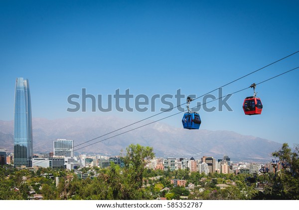 Cable Way Different Colored Cabins On Stock Photo Edit Now 585352787