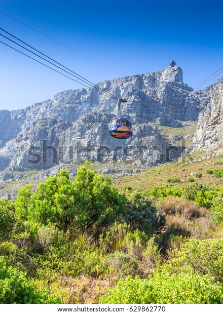 Cable way up to Table Mountain with cable car,\
Cape Town, South Africa