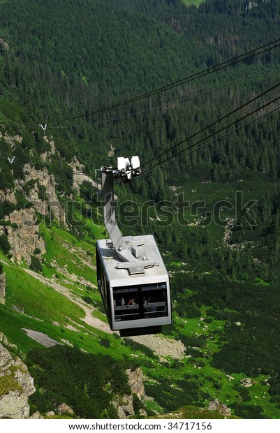 Cable way wagon on the way\
up.