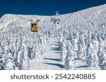 Cablecar and chairlifts at Zao Onsen ski resort in Japan