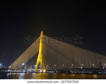The cables bridge Rama 8 in Bangkok. The bridge is crossing Chao Phraya River to Arunamarin road located on Thonburi.
