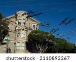 Cables in Fillmore street Divisadero district San Francisco CA USA