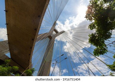 cable-stayed bridge City Up View