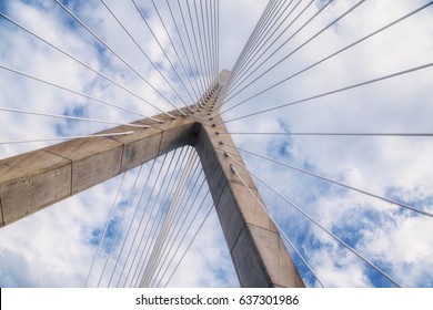  cable-stayed bridge. Leonard P. Zakim Bunker Hill Memorial Bridge, Boston, USA