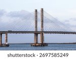 Cable-stayed bridge over the river