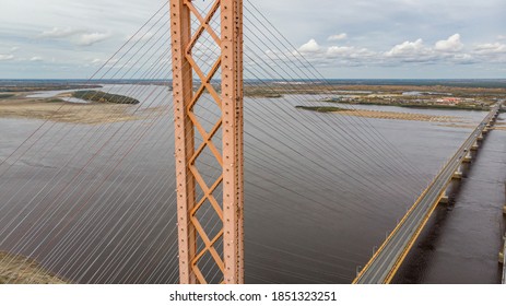 cable-stayed bridge over the river