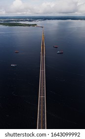 Cable-stayed bridge over the river in Manaus