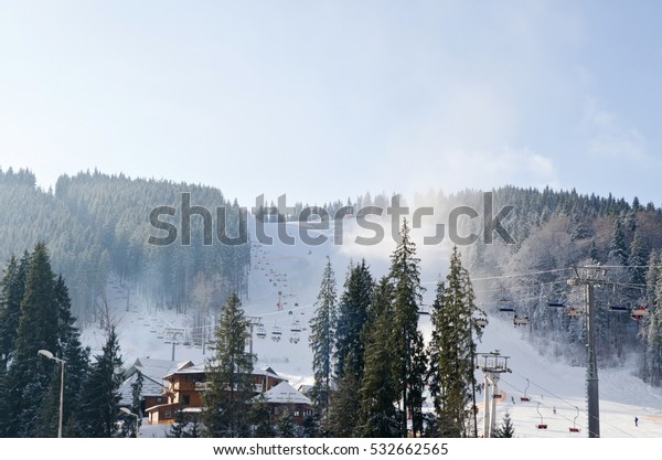 Cableway Lift Gondola Cabins On Winter Stock Photo Edit Now