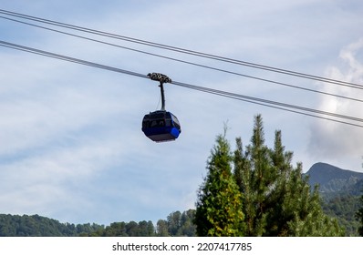 Cableway in the mountains. Transport