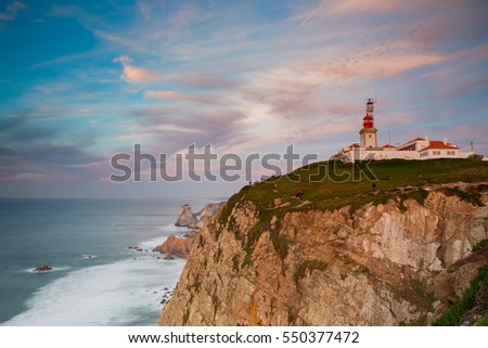 The Cabo da Roca lighthouse
Cabo da Roca (Cape Roca) is a cape which forms the westernmost extent of mainland Portugal and continental Europe (and by definition the Eurasian land mass).