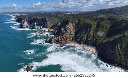 Cabo Da Roca In Sintra Lisbon District Portugal. Stunning Tropical Coastline Beach Scene Viewed From Above. Paradise Landscape Grateful Amazing. Summertime Grateful Coast. Sintra Lisbon District.