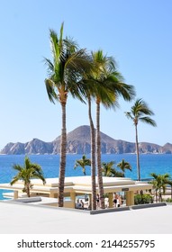 Cabo San Lucas, Mexico - February 22, 2022: View Of Los Cabos Mountain Range As Seen From Riu Palace Hotel.