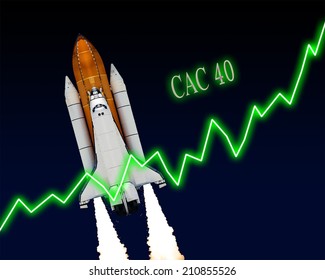 CAC 40 index chart up Paris stock exchange. Elements of this image furnished by NASA.