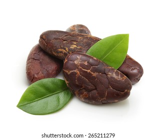 Cacao Beans Isolated On White Background