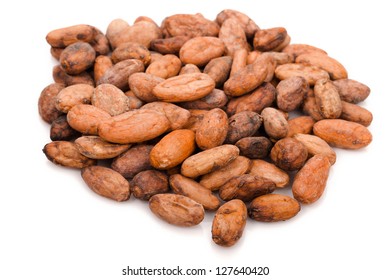 Cacao Beans  Isolated Over White