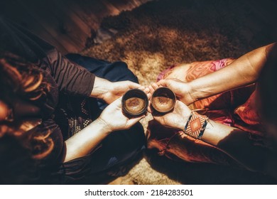 Cacao ceremony, heart opening medicine. Ceremony space - Shutterstock ID 2184283501