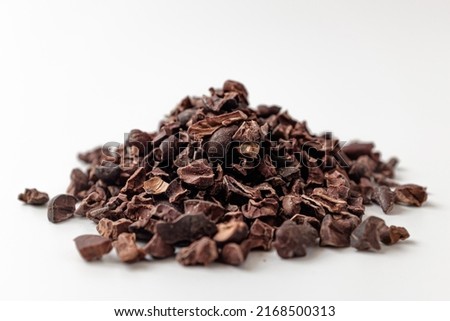 cacao nibs on a white background